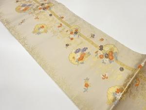 雪輪に花々・蝶・紅葉模様織出し袋帯